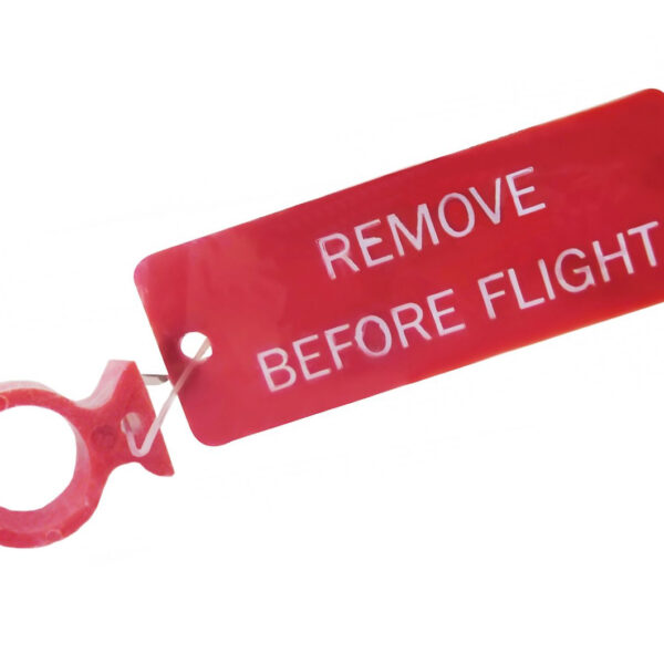 حلقة قفل قاطع الدائرة الكهربائية Paco Plastics S4933959-521 المعتمدة من FAA-PMA مع علامة «REMOVE BEFORE FLIGHT» الحمراء